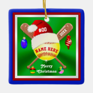 Name & Number Baseball Softball Jersey Template Ceramic Ornament, Zazzle