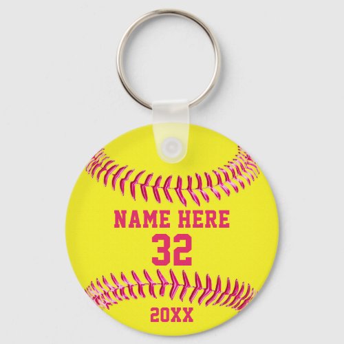 Cute Personalized Softball Keychains 3 Text Boxes