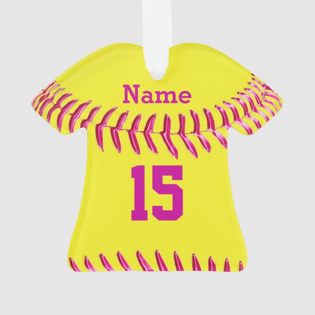 Cute Personalized Softball Ornaments, Jersey Shirt Ornament (Back)