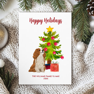 Cute Personalized Spaniel Dog Christmas Holiday Card