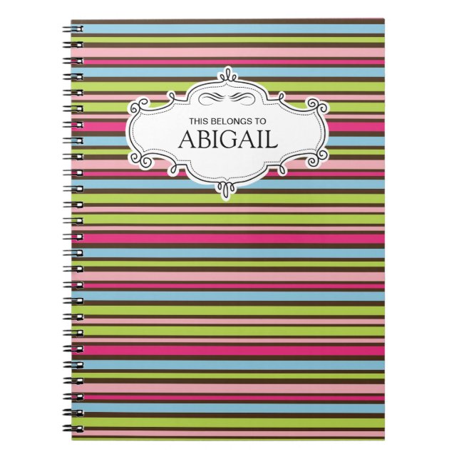 Cute Personalized Spiral Bound Notebooks (Front)
