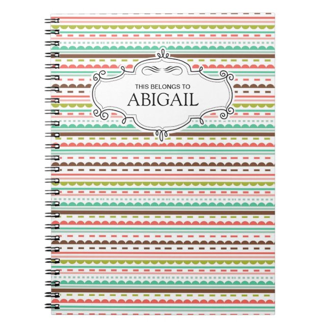Cute Personalized Spiral Bound Notebooks (Front)