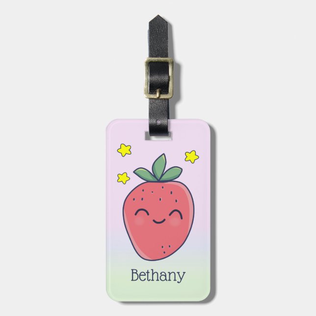 Cute Personalized Strawberry Luggage Tag (Front Vertical)