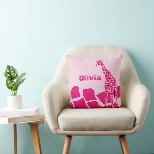 Cute Personalized Stylized Giraffe Pillow