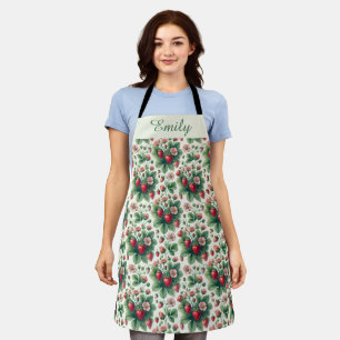 Cute personalized summer strawberries apron