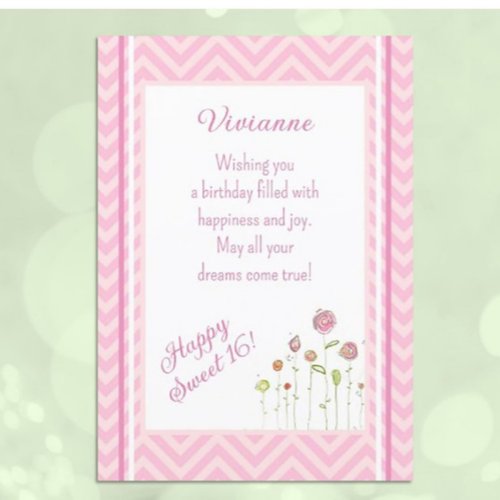 Cute Personalized Sweet 16 birthday card