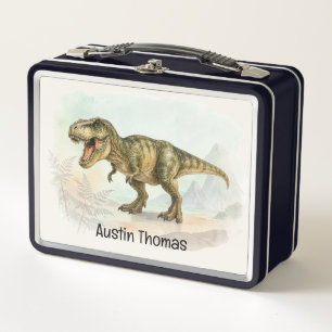 Cute Personalized T-Rex Kids Lunch Box with Name