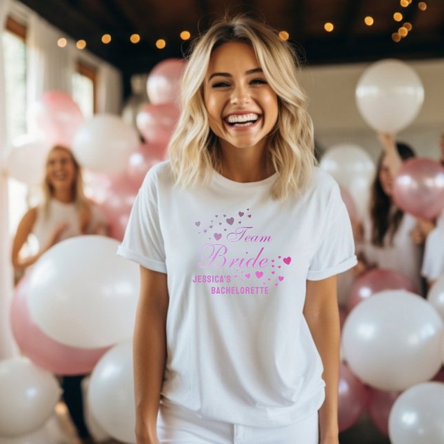 Cute Personalized Team Bride Bachelorette Party T-Shirt (Creator Uploaded)