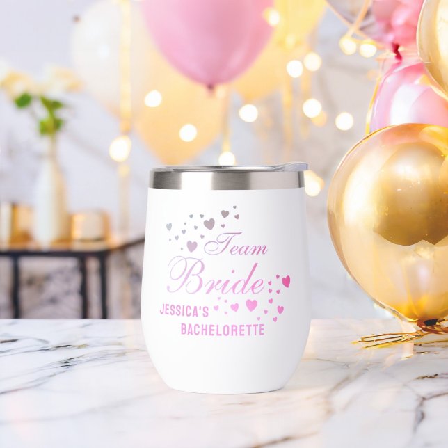 Cute Personalized Team Bride Bachelorette Party Thermal Wine Tumbler (Creator Uploaded)