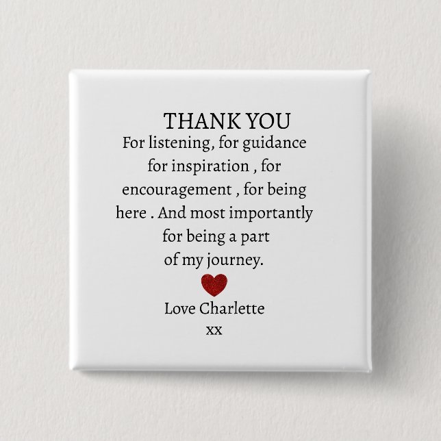 cute personalized thank you love  button (Front)