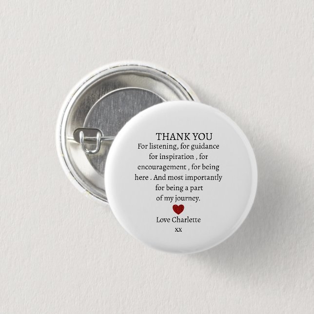 cute personalized thank you love  button (Front & Back)