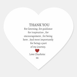 cute personalized thank you love  heart sticker