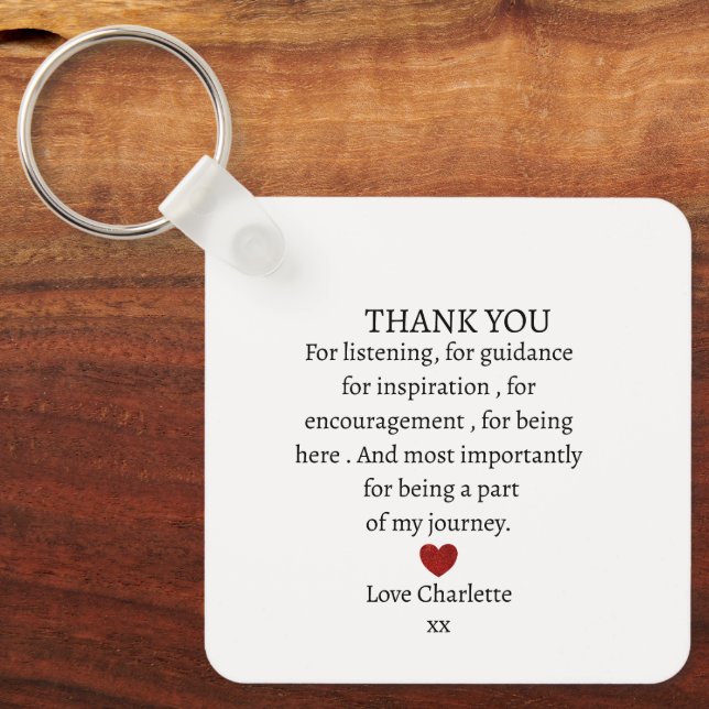 cute personalized thank you love  keychain (Front)