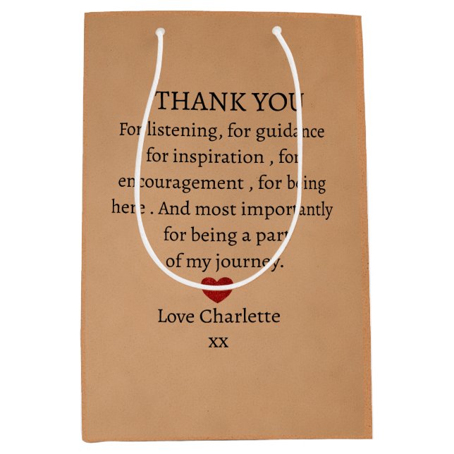 cute personalized thank you love  medium gift bag (Front)