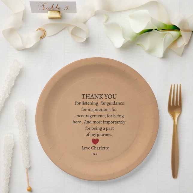 cute personalized thank you love  paper plates (Wedding)
