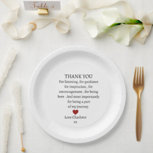 cute personalized thank you love  paper plates