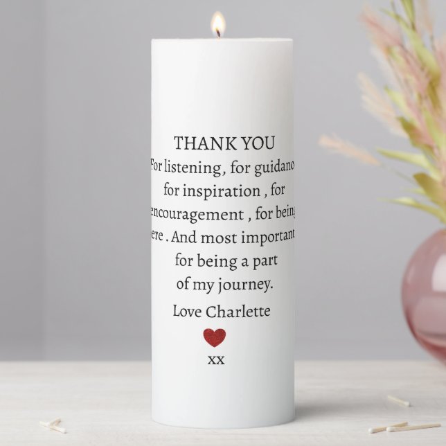 cute personalized thank you love  pillar candle (In Situ)