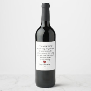 cute personalized thank you love  wine label