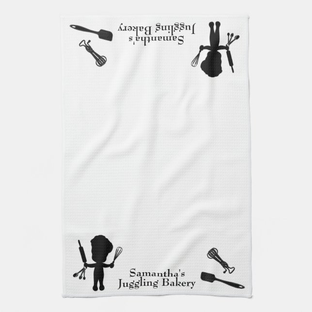Cute Personalized The Juggling Baker Kitchen Towel (Vertical)