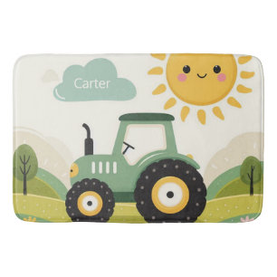 Cute, personalized tractor/farm bath mat