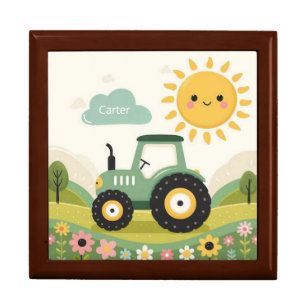 Cute, personalized tractor/farm gift box