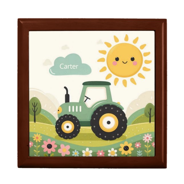 Cute, personalized tractor/farm gift box (Front)