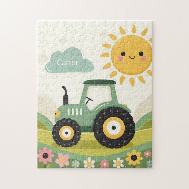 Cute, personalized tractor/farm jigsaw puzzle (Vertical)