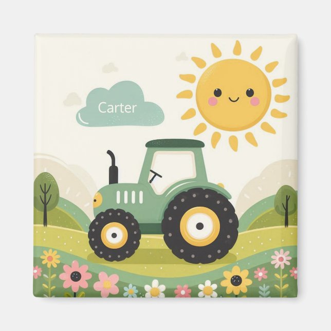 Cute, personalized tractor/farm magnet (Front)