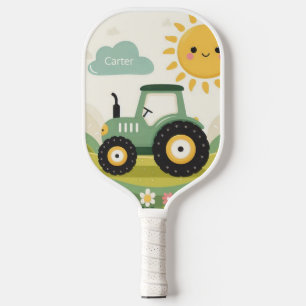 Cute, personalized tractor/farm pickleball paddle
