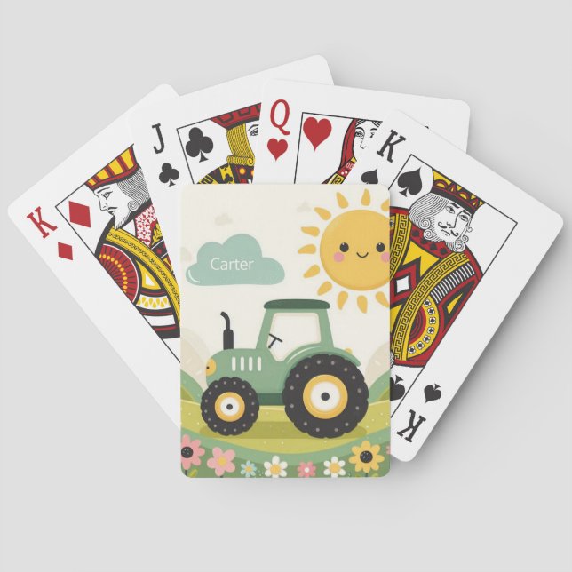 Cute, personalized tractor/farm poker cards (Back)
