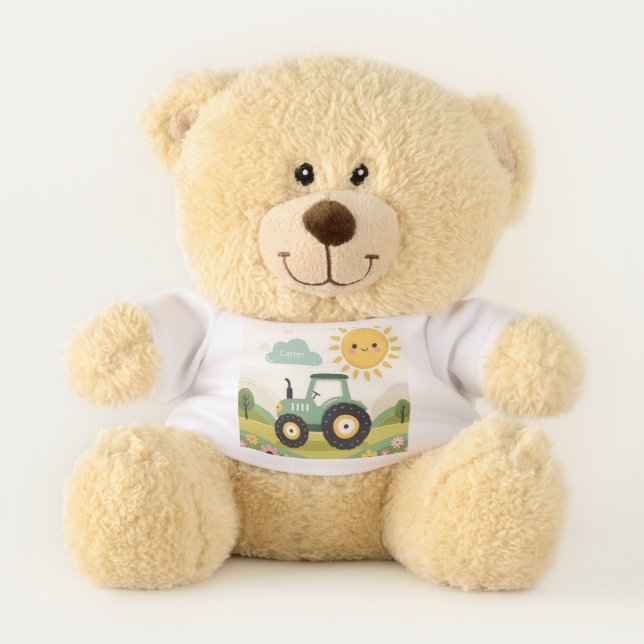 Cute, personalized tractor/farm teddy bear (Front)