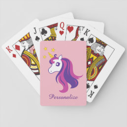 Cute personalized unicorn playing cards for girl