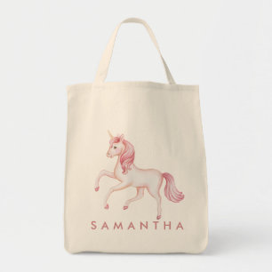Cute personalized unicorn rainbow pink tote bag