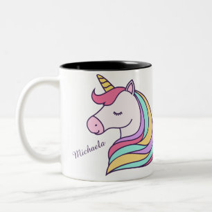 Cute Personalized Unicorn Two-Tone Coffee Mug
