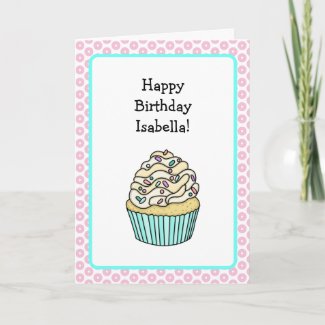 Cute Personalized Vanilla Cupcake Birthday