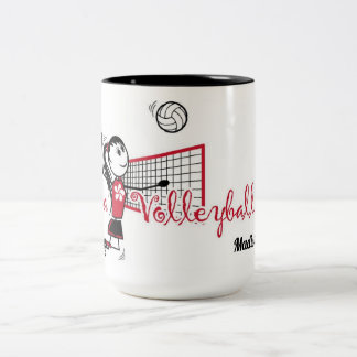 Cute Personalized Volleyball Girl Two-Tone Coffee Mug