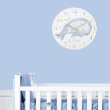 Cute Personalized Watercolor Baby Whale Nautical L