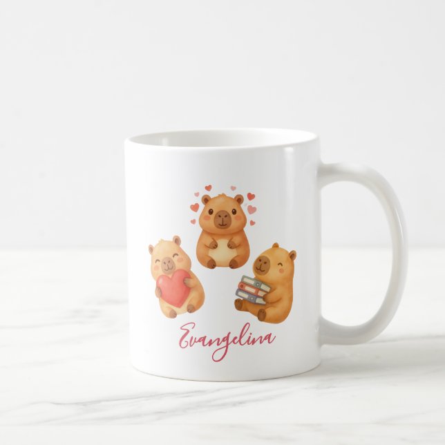 Cute Personalized Watercolor Capybara Coffee Mug (Right)