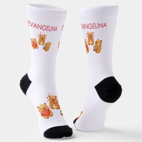 Cute Personalized Watercolor Capybara Socks