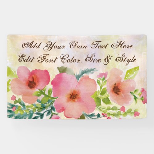Cute personalized watercolor floral banner