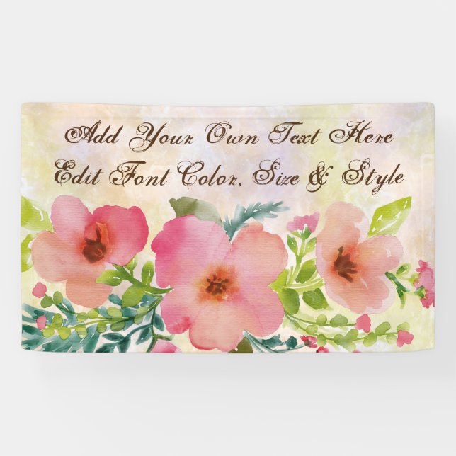 Cute personalized watercolor floral banner (Horizontal)