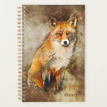 Cute Personalized Watercolor Fox Art Planner at Zazzle