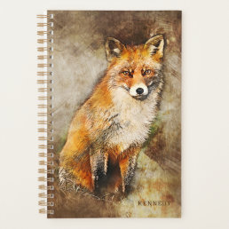 Cute Personalized Watercolor Fox Art Planner