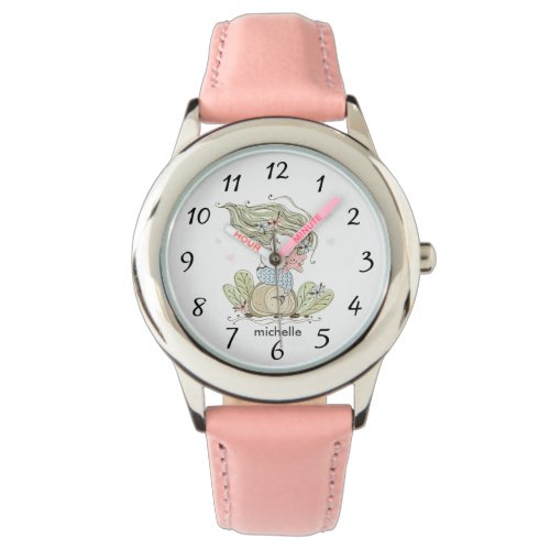 Cute Personalized Watercolor Mermaid Starfish Watch