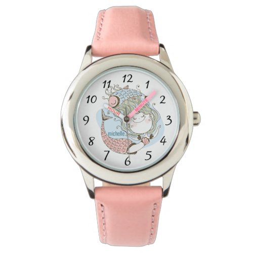 Cute Personalized Watercolor Mermaid  Watch