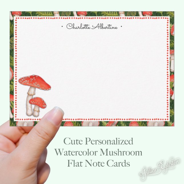 Cute Personalized Watercolor Mushroom Note Card (Creator Uploaded)
