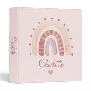 Cute Personalized Watercolor Rainbow Kid's Binder