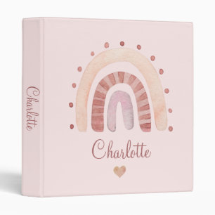 Cute Personalized Watercolor Rainbow Kid's Binder