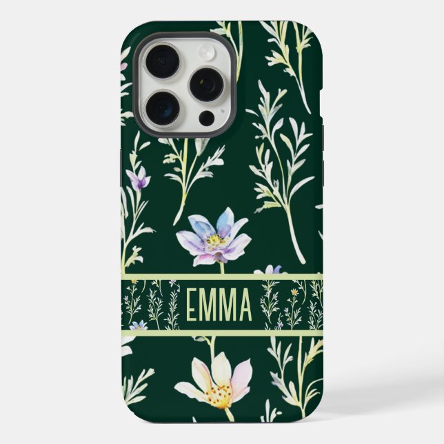 Cute Personalized watercolor wildflower iPhone Case (Back)
