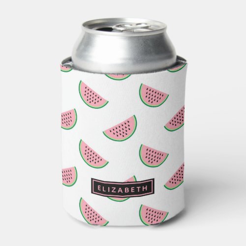 Cute Personalized Watermelon Slice Pattern Can Cooler